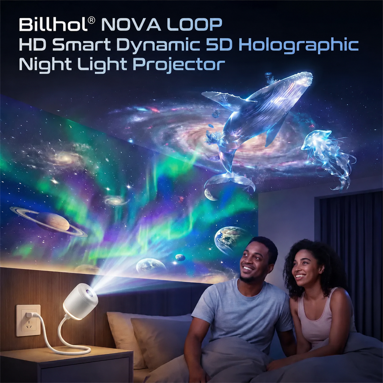 Billhol® 🆕 NEXT-GEN SMART PROJECTION HD Smart Dynamic 5D Holographic Night Light Projector