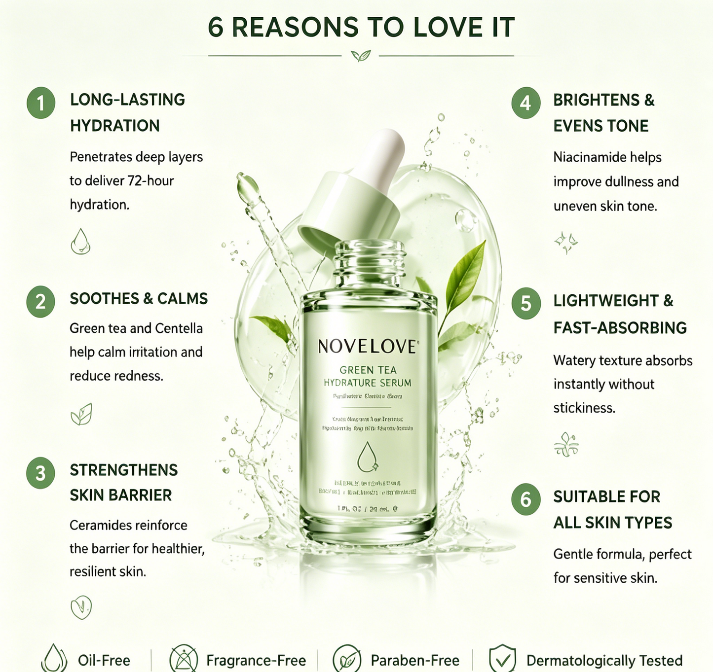 NOVELOVE® Green Tea Hydration Sleeping Serum