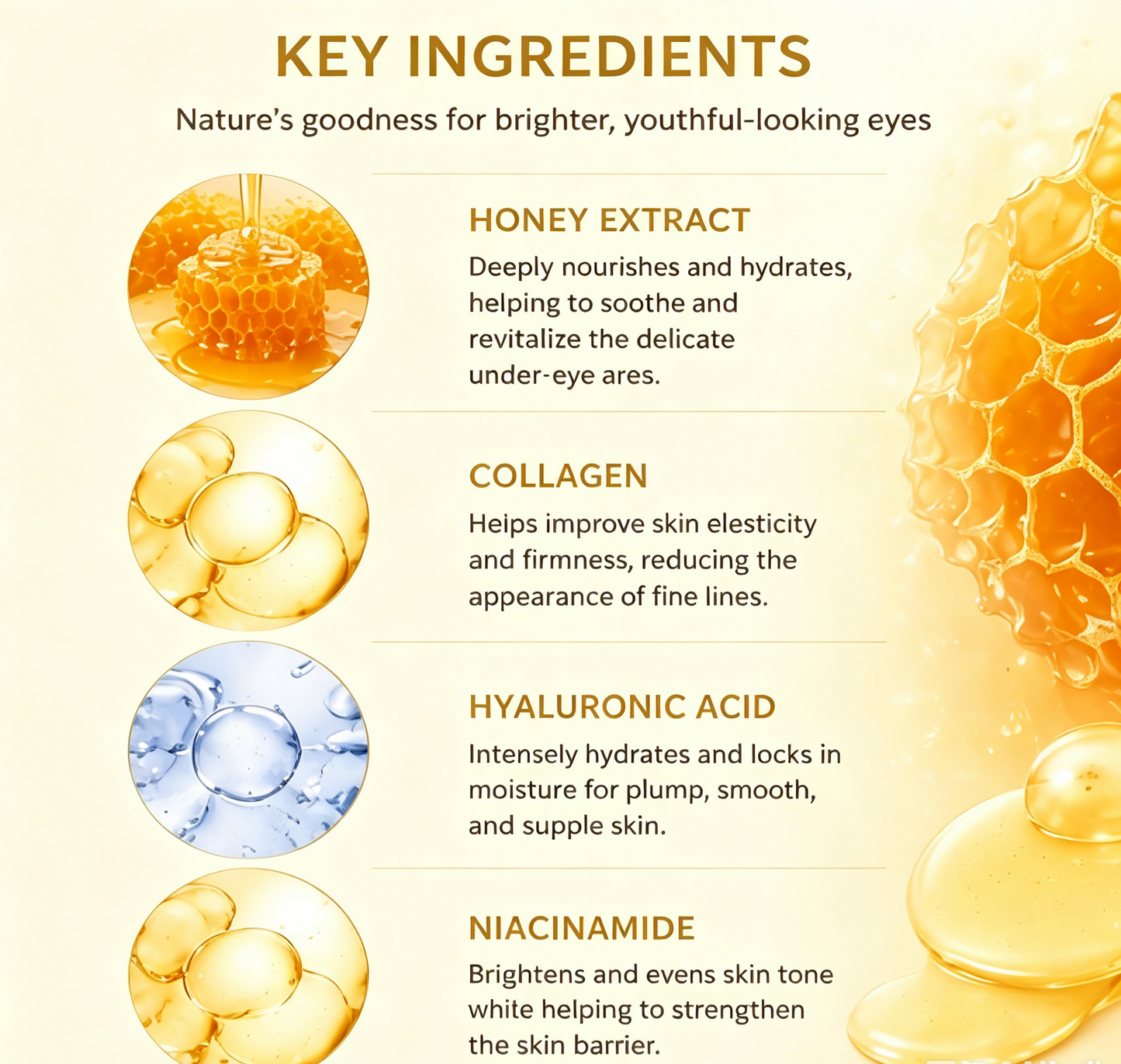 NOVELOVE®Collagen Honey Hydrogel Eye Patches