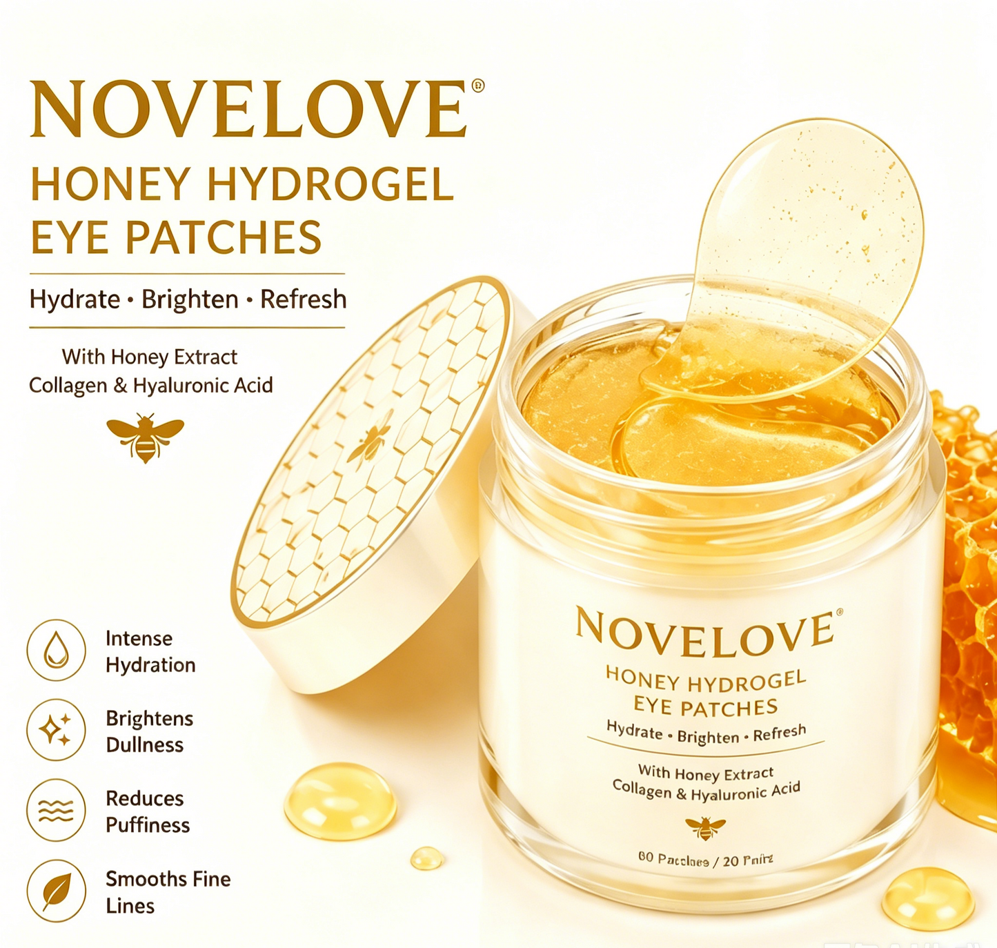 NOVELOVE®Collagen Honey Hydrogel Eye Patches